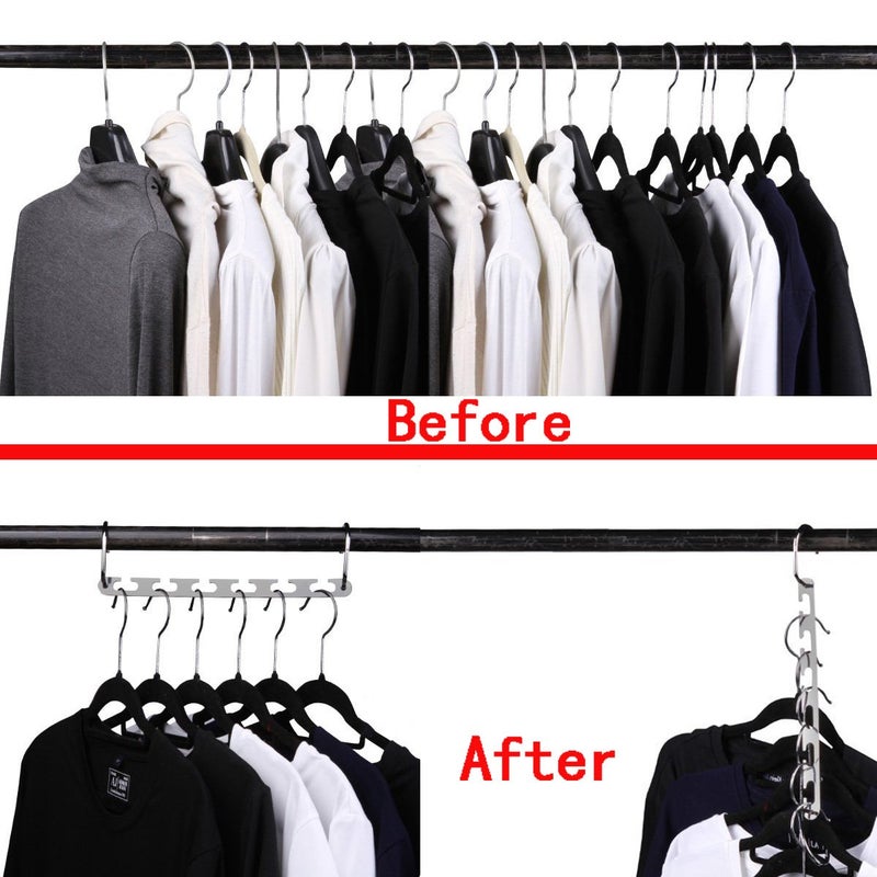 CBTONE 6 Pack Closet Space Saving Hangers  Multi-Purpose Metal Magic Hangers Cascading Hanger Updated Hook Design Metal Hangers for Organizing Wardrobe Clothing Hanger - Image 3